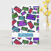 Personalisiert für Ihm Neon Happy Birthday Pattern Karte (Gelbe Blume)