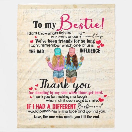 Personalisiert für meine Bestie, Freunde Geschenk Fleecedecke (Vorderseite)