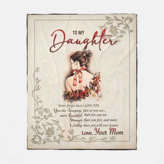 Personalisiert für meine Tochter von Mama Butterfl Fleecedecke (Vorderseite)