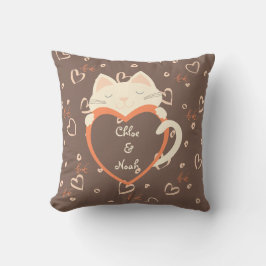 Personalisiert für Paare Niedlich Katze Valentinst Kissen