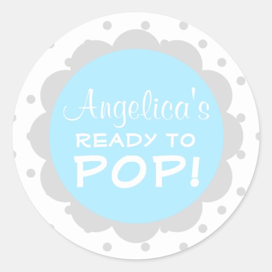 Personalisiert für Pop Babydusche Blue Boy Runder Aufkleber (Vorderseite)