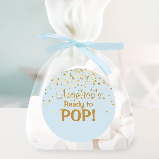 Personalisiert für Pop Babydusche Blue Runder Aufkleber