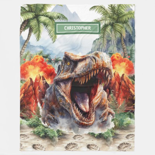 Personalisiert Furious Dinosaur Blanket Individuel Fleecedecke (Vorderseite)