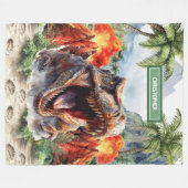 Personalisiert Furious Dinosaur Blanket Individuel Fleecedecke (Vorderseite (Horizontal))