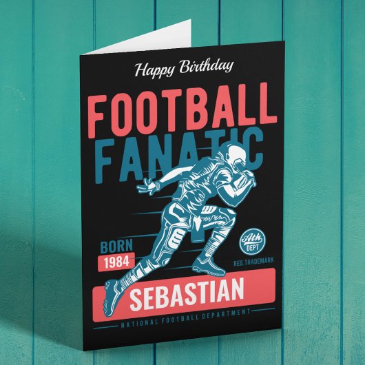 Personalisiert Fußball Fanatic Retro Geburtstag Karte
