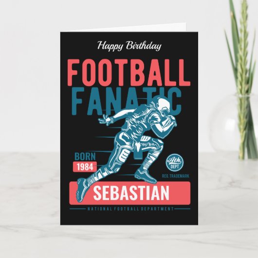 Personalisiert Fußball Fanatic Retro Geburtstag Karte (Vorderseite)