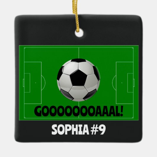 Personalisiert Fußball/Futbol GOAL! Name Team Numm Keramikornament (Vorderseite)
