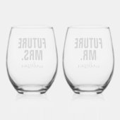 Personalisiert Future Mr. und Mrs. Name Wedding Weinglas Ohne Stiel (Rückseite)