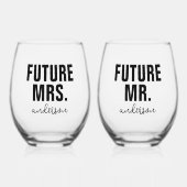 Personalisiert Future Mr. und Mrs. Name Wedding Weinglas Ohne Stiel (Vorderseite)