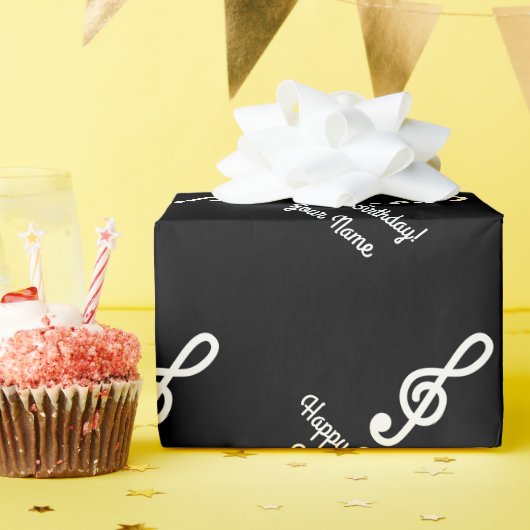 Personalisiert G Clef Treble Musiknote Geburtstag Geschenkpapier (Geburtstagsparty)