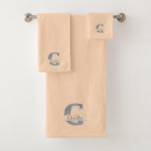 Personalisiert G Initial Silver Monogram Ihr Name  Badhandtuch Set (Insitu)