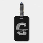 Personalisiert G Initial Silver Monogram Ihr Name Gepäckanhänger (Rückseite vertikal)
