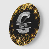 Personalisiert G Initial Silver Monogram Ihr Name Große Wanduhr (Winkel)