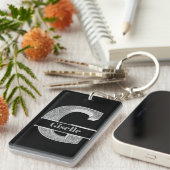 Personalisiert G Initial Silver Monogram Ihr Name Schlüsselanhänger (Vorderseite rechts)