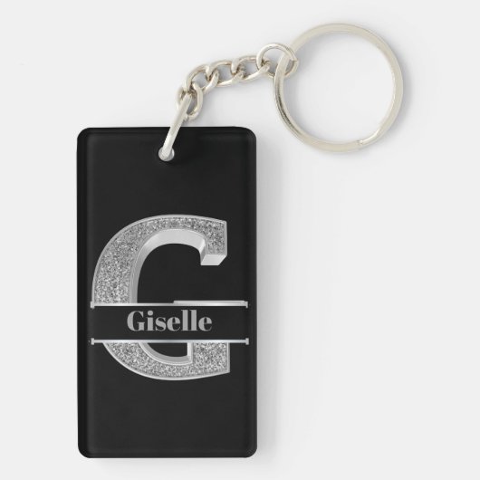 Personalisiert G Initial Silver Monogram Ihr Name Schlüsselanhänger (Rückseite)