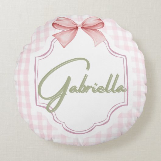 Personalisiert Gabriella Baby Girl Kinderzimmer Bo Rundes Kissen (Vorderseite)