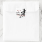 Personalisiert Galloping Horse Sketch Geburtstag Quadratischer Aufkleber (Tasche)