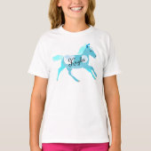 Personalisiert Galloping Turquoise Pony Tshirt (Vorderseite)