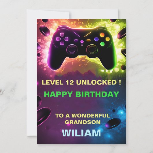 Personalisiert Gamer Birthday Card Ankündigung (Vorderseite)