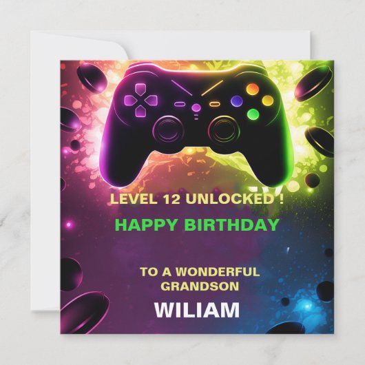 Personalisiert Gamer Birthday Card Feiertagskarte (Vorderseite)