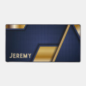 Personalisiert Gamer Blue Gold Abstrakt Schreibtischunterlage (Vorderseite)