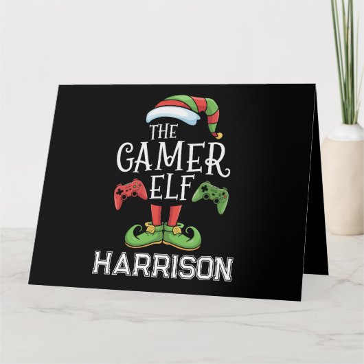 Personalisiert Gamer Elf Christmas Video Gaming Karte (Vorderseite)