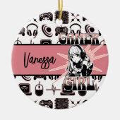 Personalisiert Gamer Girl | Gaming Keramik Ornament (Vorne)