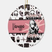 Personalisiert Gamer Girl | Gaming Keramik Ornament (Links)