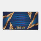 Personalisiert Gamers Blue Copper Abstrakt Schreibtischunterlage (Vorderseite)