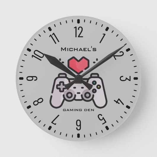 Personalisiert GAMING DEN Gamers Runde Wanduhr (Vorderseite)