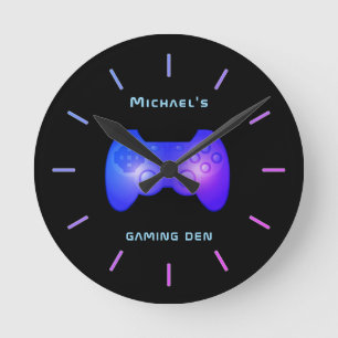 Personalisiert GAMING DEN Gamers Wall Clock Runde Wanduhr