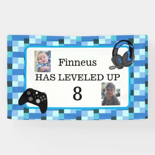 Personalisiert Gaming Themed Blue Banner (Horizontal)