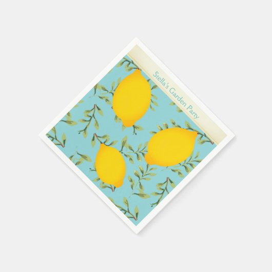 Personalisiert Garden Party Lemon Paper Napkins Serviette (Ecke)