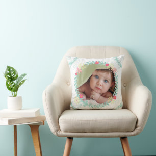 Personalisiert Garland Floral Baby Foto Kissen