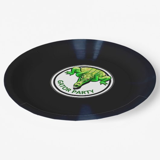 Personalisiert Gator Party 9" Round Paper Teller (Schrägansicht)