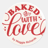 Personalisiert gebacken mit Liebe backen Runder Aufkleber (Vorderseite)