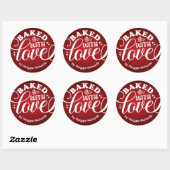 Personalisiert gebacken mit Liebe Holiday Rot Back Runder Aufkleber (Blatt)