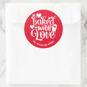 Personalisiert gebacken mit Liebe Rot Backen Runder Aufkleber (Tasche)