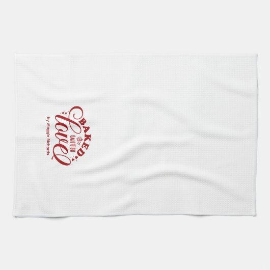 Personalisiert gebacken mit Liebe Rote Bäckerei Kü Geschirrtuch (Horizontal)