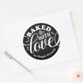 Personalisiert gebacken mit Liebe Schwarz Backen Runder Aufkleber (Umschlag)