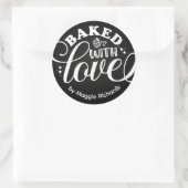 Personalisiert gebacken mit Liebe Schwarz Backen Runder Aufkleber (Tasche)