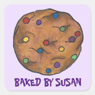 Personalisiert gebacken mit Rainbow-Cookie-Sticker Quadratischer Aufkleber