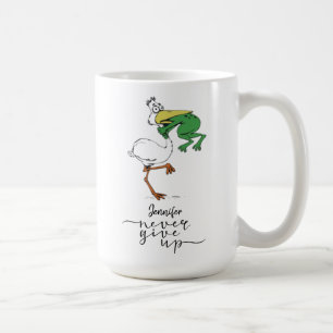 Personalisiert geben Sie Frosch Pelican niemals au Kaffeetasse