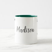 Personalisiert geben Sie niemals Pelican und Frosc Zweifarbige Tasse (Mittel)