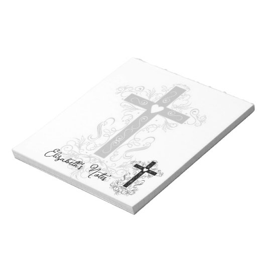 personalisiert geblüht Kreuz Notizblock (Rotiert)