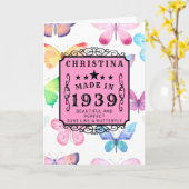 Personalisiert Geburtstag 1939 Rosa Eleganter Schm Karte (Gelbe Blume)