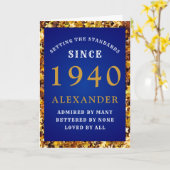 Personalisiert Geburtstag 1940 Gold Glitzer Blue Karte (Gelbe Blume)