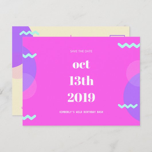 Personalisiert - Geburtstag Save the Date Postkarte (Vorne/Hinten)
