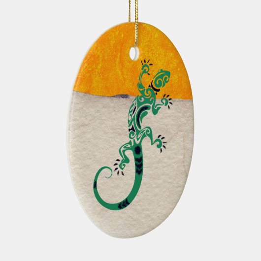 Personalisiert Gecko Lizard on Stone and Stucco Keramik Ornament (Rechts)