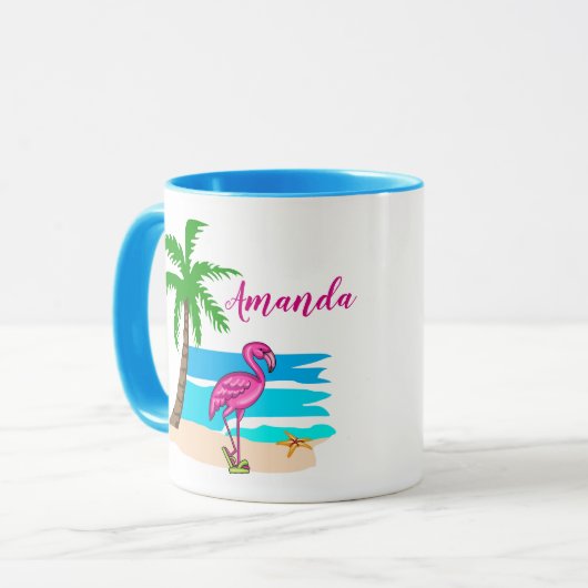 Personalisiert Gedreht Flop Flamingo Tasse (Vorderseite Links)